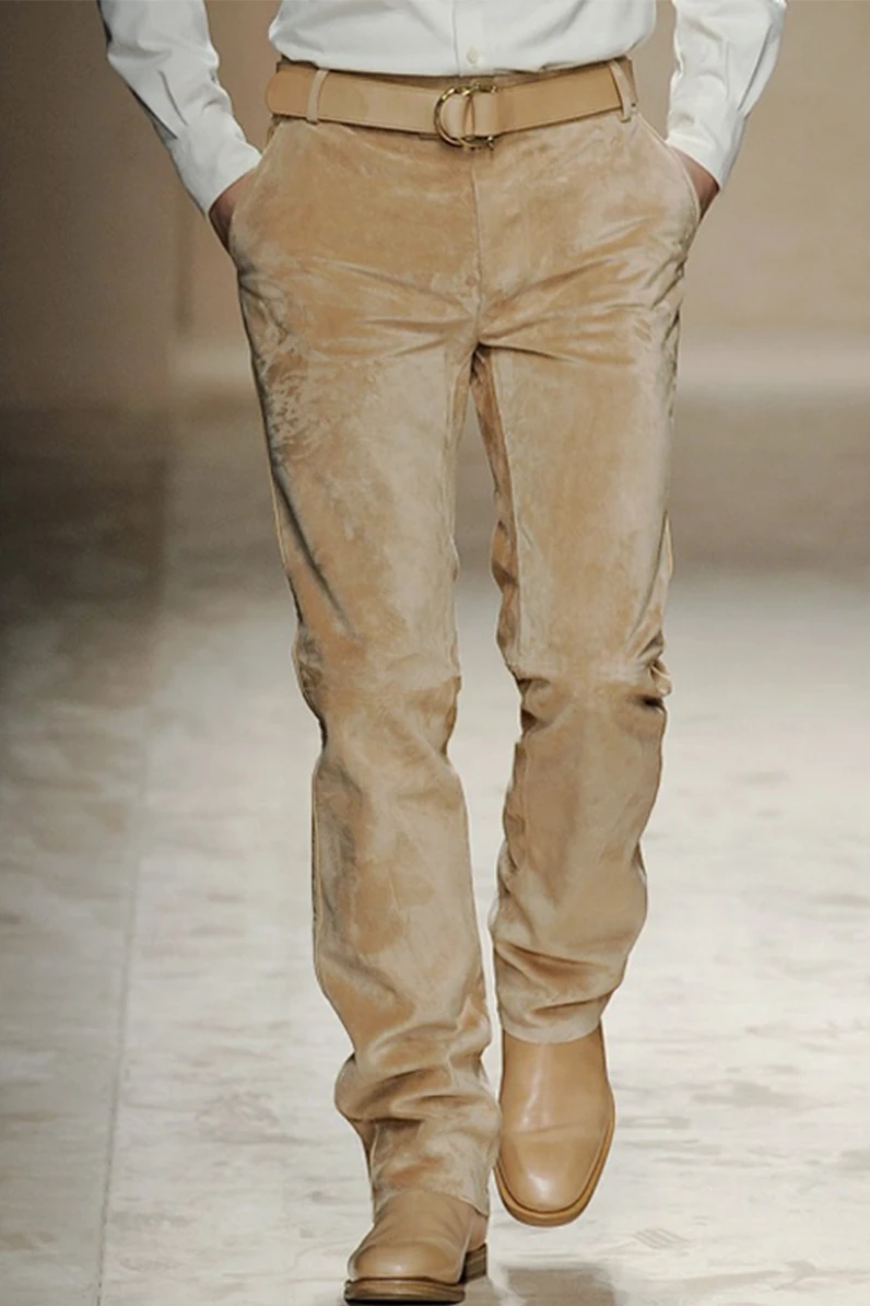Фото Зрелые мужские замшевые прямые брюки Sz 29-42 в британском ретро стиле Новинка | Повседневные брюки (1005002240357544)
