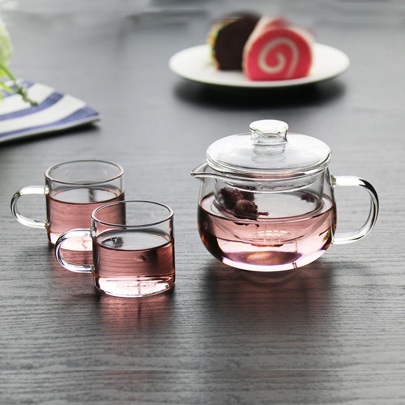 

260ml-500ml Clear Borosilicate Glass Teapot Infuser Strainer Heat Resistant Loose Leaf Tea Pot Tool Kettle Set tea cup set