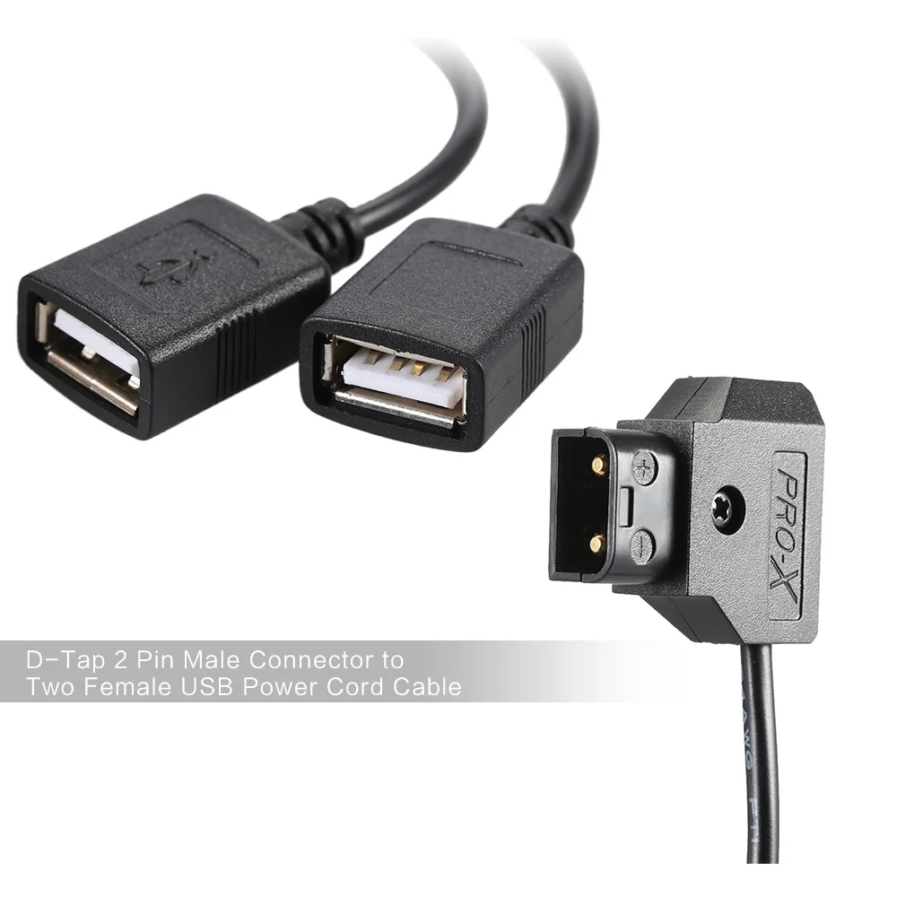 D-Tap 2-контактный Штекерный разъем к двум гнездовым USB-кабелю питания для iPhone iPad