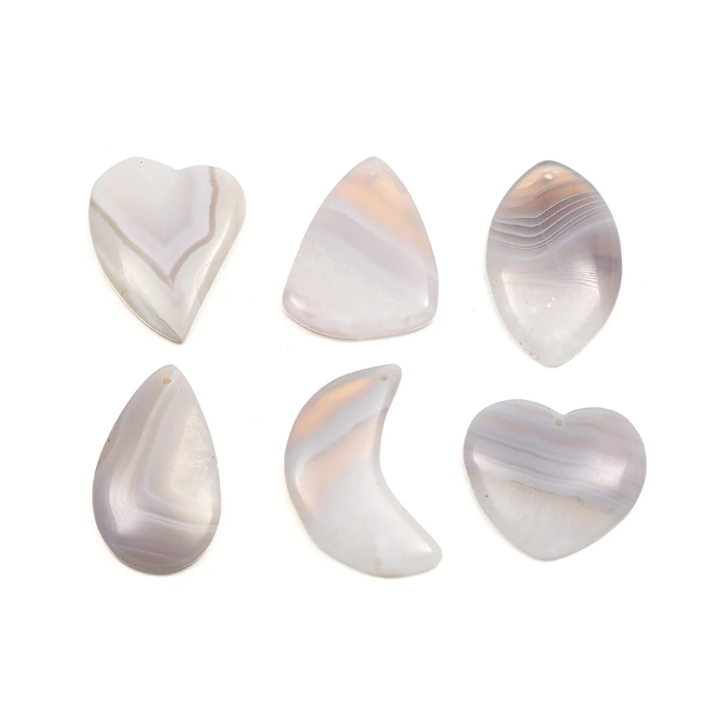 

Hot Sale Gray Stripe Agates Natural Stone Pendants Making for Jewelry Necklace Elegant Temperament Accessories Gift For Women
