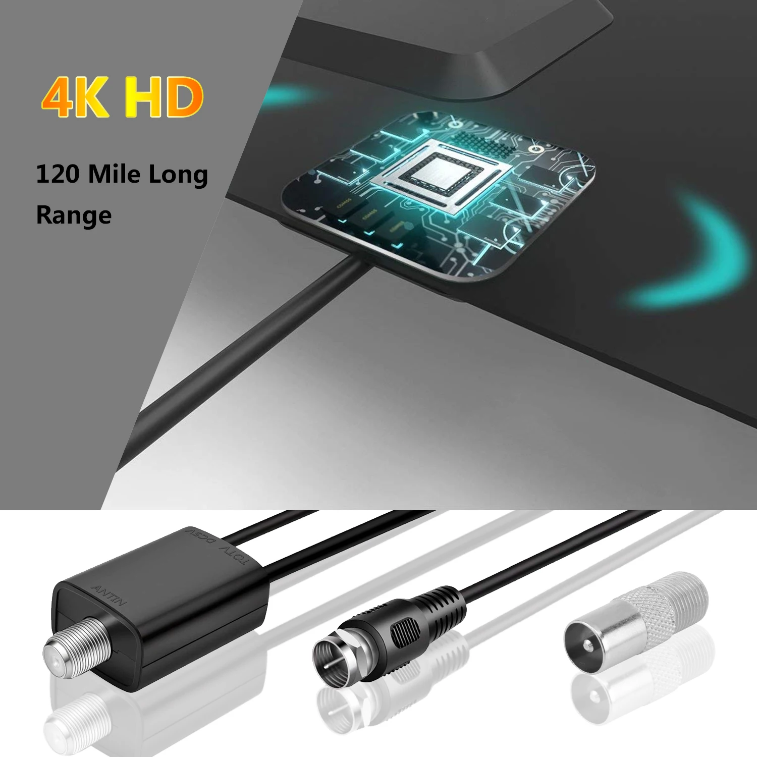Антенны радиус DVB T/T2 комнатная 4K HD цифровая ТВ антенна + усилитель сигнала УКВ/УВЧ