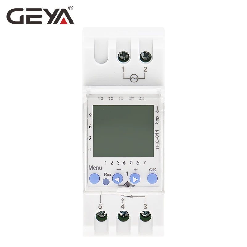 GEYA THC 811 Din Rail 24 часов цифровой таймер с литиевой Батарея 6 Язык еженедельно таймеры