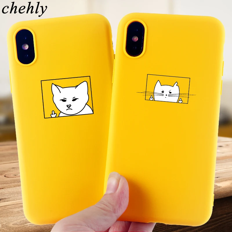 Модный чехол для телефона IPhone 6s 7 8 11 Plus Pro X XS MAX XR чехлы со смешным котом Мягкие