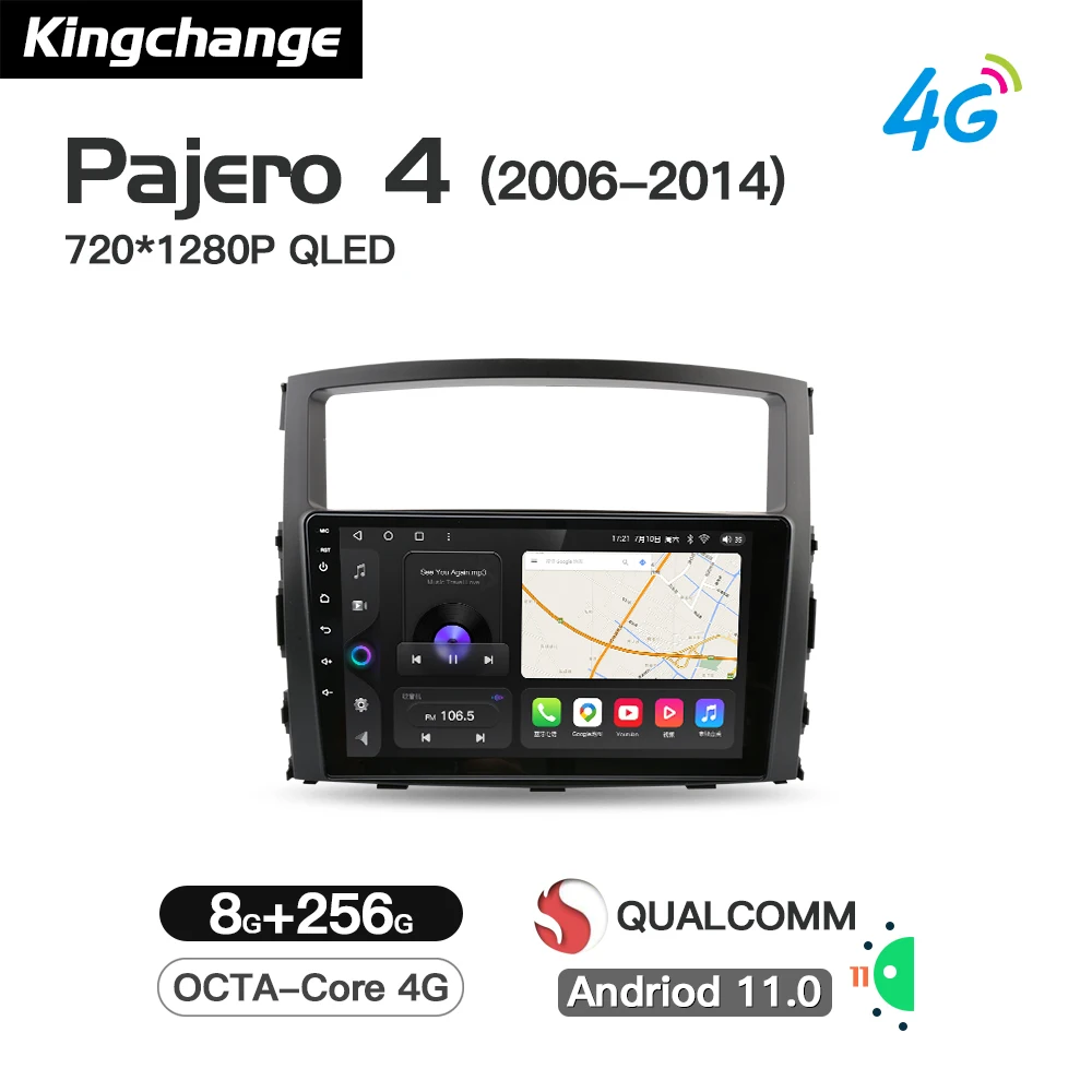 

Автомагнитола Kingchange Android 11, автомобильный мультимедийный плеер, стерео для Pajero 4 V80 V90 2006-2014, GPS навигатор Carpaly