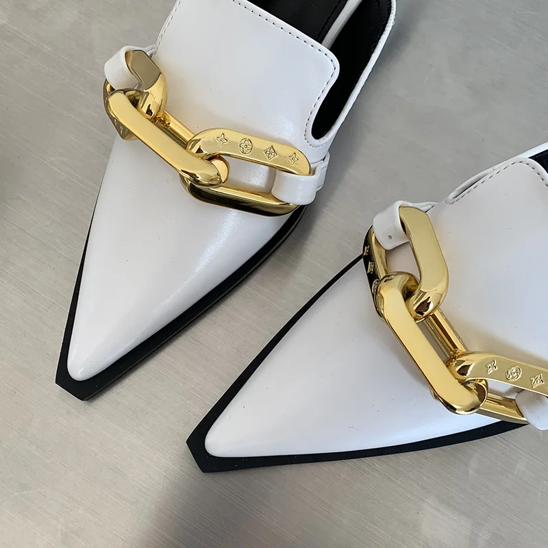 Мюли женские с острым носком туфли на квадратном каблуке 5 см без застежки