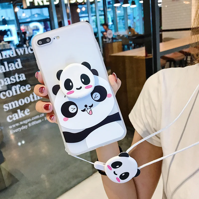 Забавный мультяшный чехол для телефона с пандой для iphone X XS чехол для MAX XR для iphone 7 6s 8 plus милый чехол кукла подставка поддержка мягкий чехол s Capa