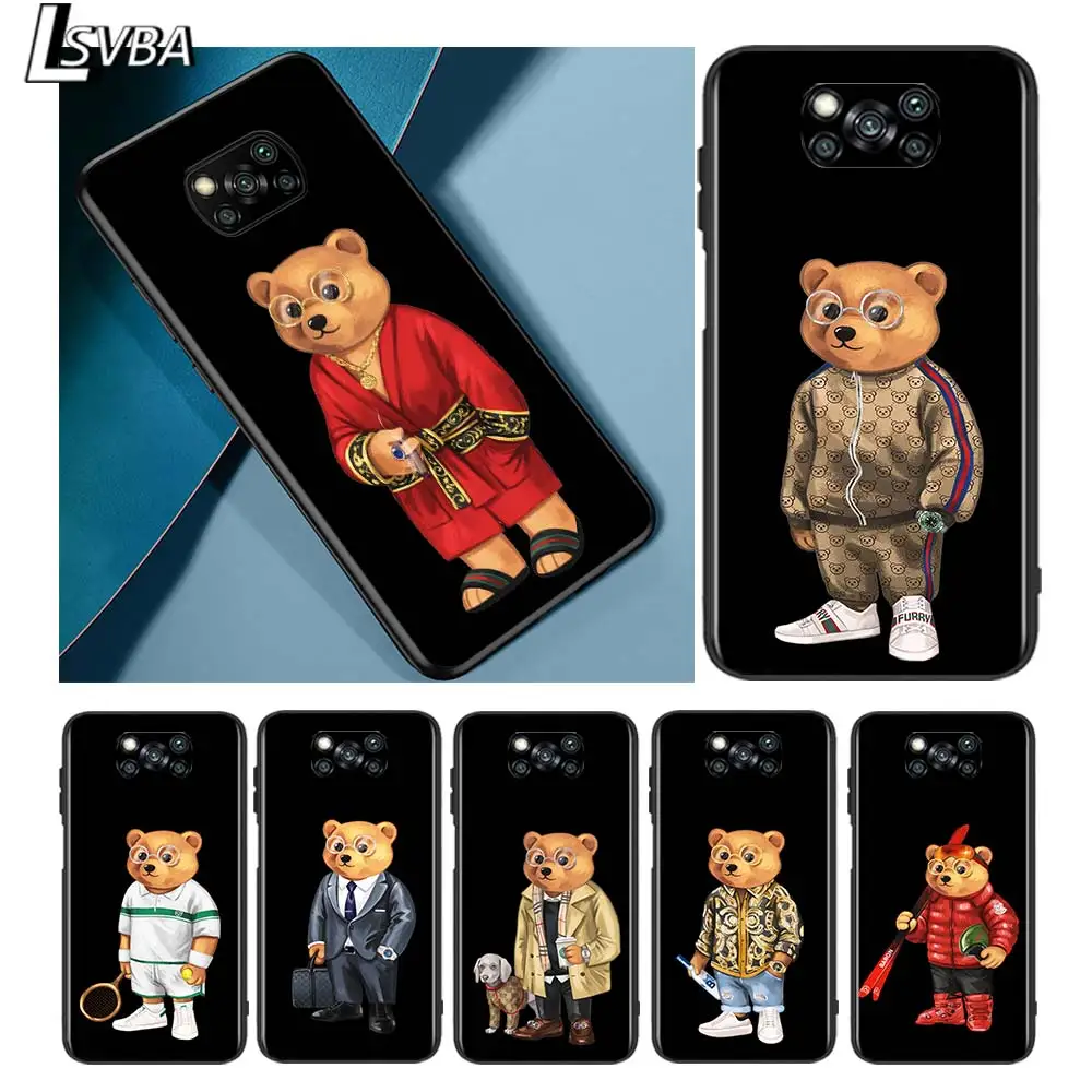 

Cute Bear for Xiaomi Poco X3 NFC X2 M3 M2 F2 F3 Pro C3 F1 A2 Lite Mix3 Play Silicone Soft Black Phone Case