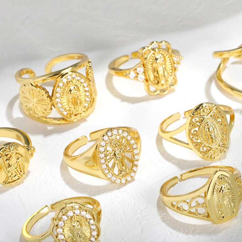 

Classic Vinatge Zircon Virgin Mary Ring For Women Men Fashion Party Accessories Gift Adjustable Christ Ethnic Gift Jewelry