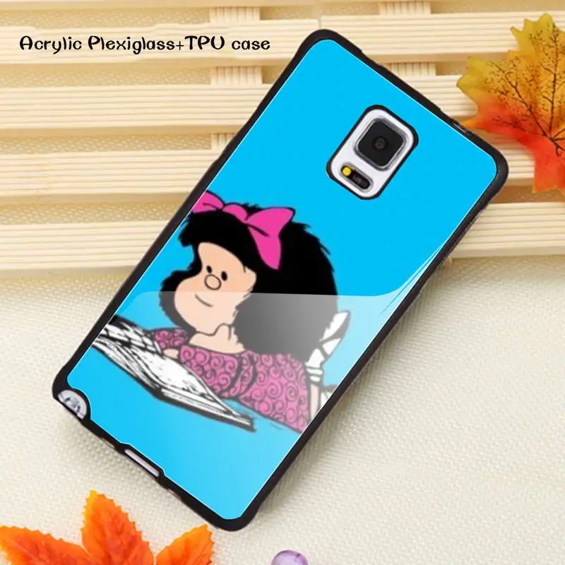

Hot cute Mafalda Phone Case Acrylic Plexiglass TPU For Samsung Note20 10 9 8 7 5 Pro ULTRA