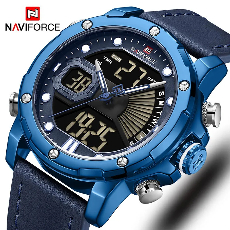 Blue Blue Blue Naviforce аналоговые цифровые часы мужские мужские часы светодиодные цифровые мужские часы спортивные 30 м водонепроницаемые Модные наручные часы Мужские часы - Цвет: Blue Blue Blue