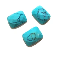 natural stone blue turquoise cabochon faceted rectangle no hole loose beads for jewelry making diy ring necklace accessories
