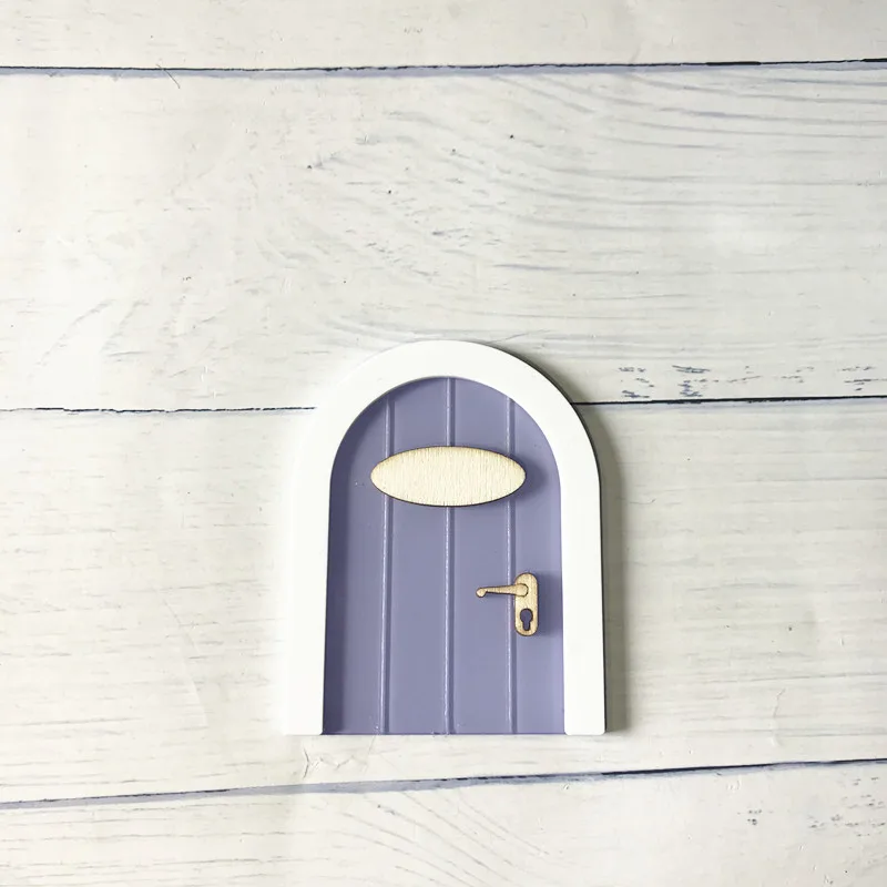 mini purple door Мини Арка ручной работы милый розовый Фея дверь мышь отверстие, миниатюрные деревянные двери с овсянкой и Персонализированная вывеска - Цвет: mini purple door