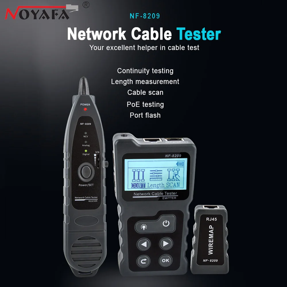 

NOYAFA NF-8209 Network Cable Tester Lan Tester RJ45 Crimper Lan Cable Tester Cable Tracker Cable Finder Ethernet Crimping Tool