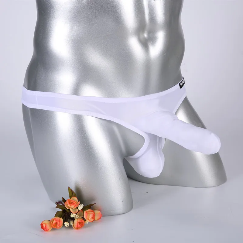 Мужское нижнее белье Elephant pantes Ice Silk мужские стринги G String Насадка-презерватив сексуальное нижнее белье трусы бикини стринги трусики-стринги - Цвет: white