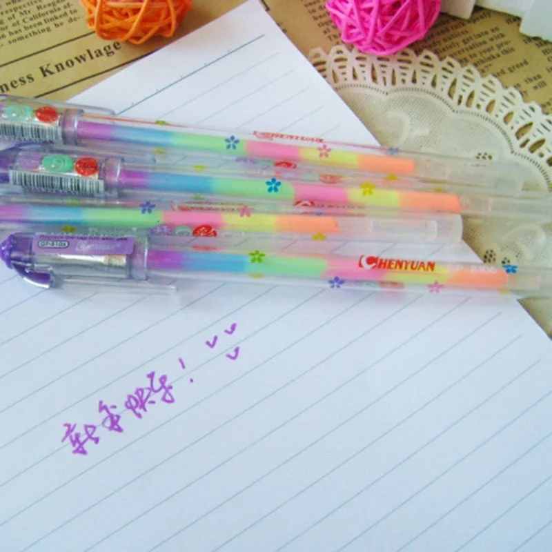 

6 Color in 1 Gel Highlighters Pens For Office Student Ink Pen Chalk Pen Xmas Gift Writing Supplies