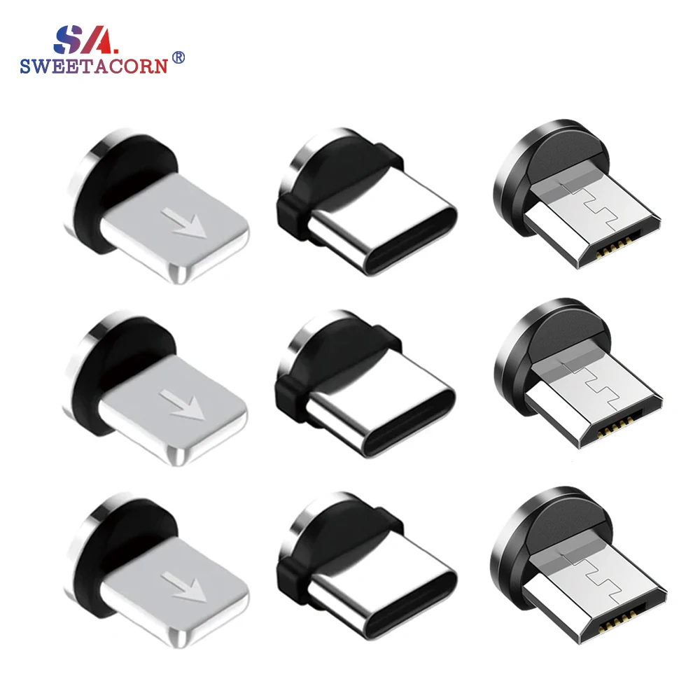 360 rotation magnetic plug tips for mobile phone replacement parts easy operate durable converter charging micro cable adapter free global shipping