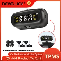 solar tpms car tire pressure alarm monitor system real time monitor temperature warning intelligent slarm 4 sensors led display
