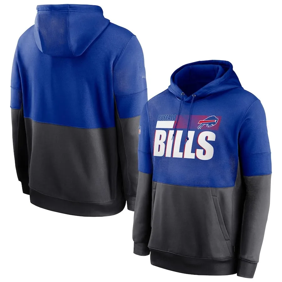 

Men's Buffalo Sideline Impact Lockup Performance Bills Pullover Hoodie - Royal/Charcoal