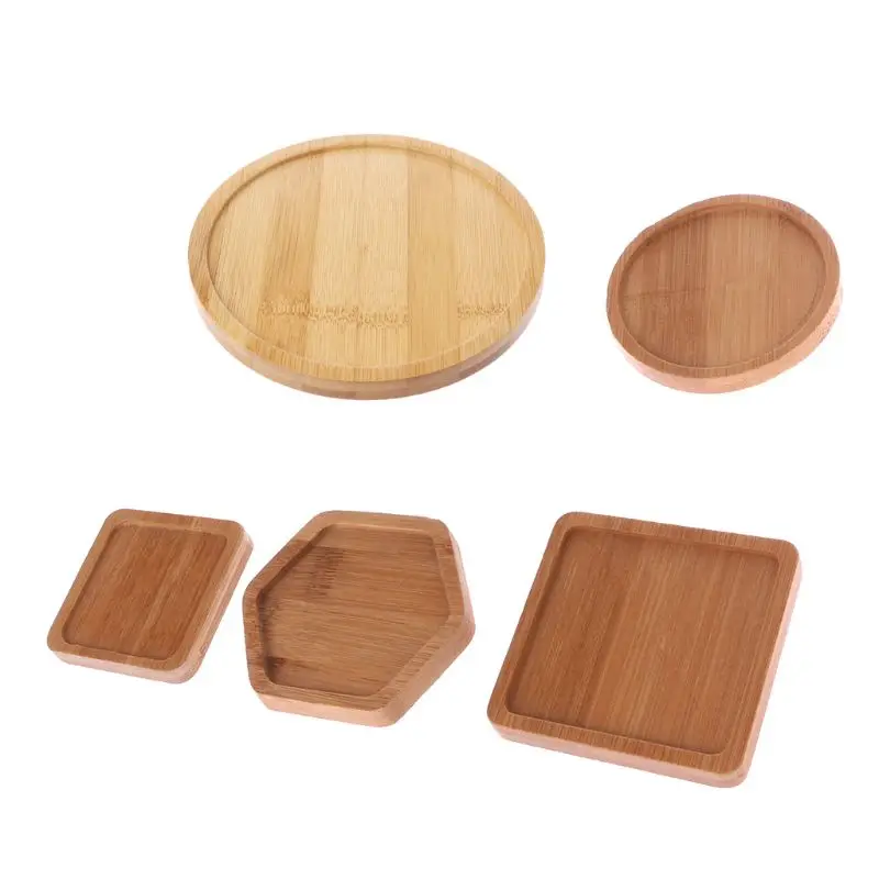 

J2HA 1Pc Mini Bamboo Saucer Succulent Planter Pot Flower Container Bonsai Tray Holder