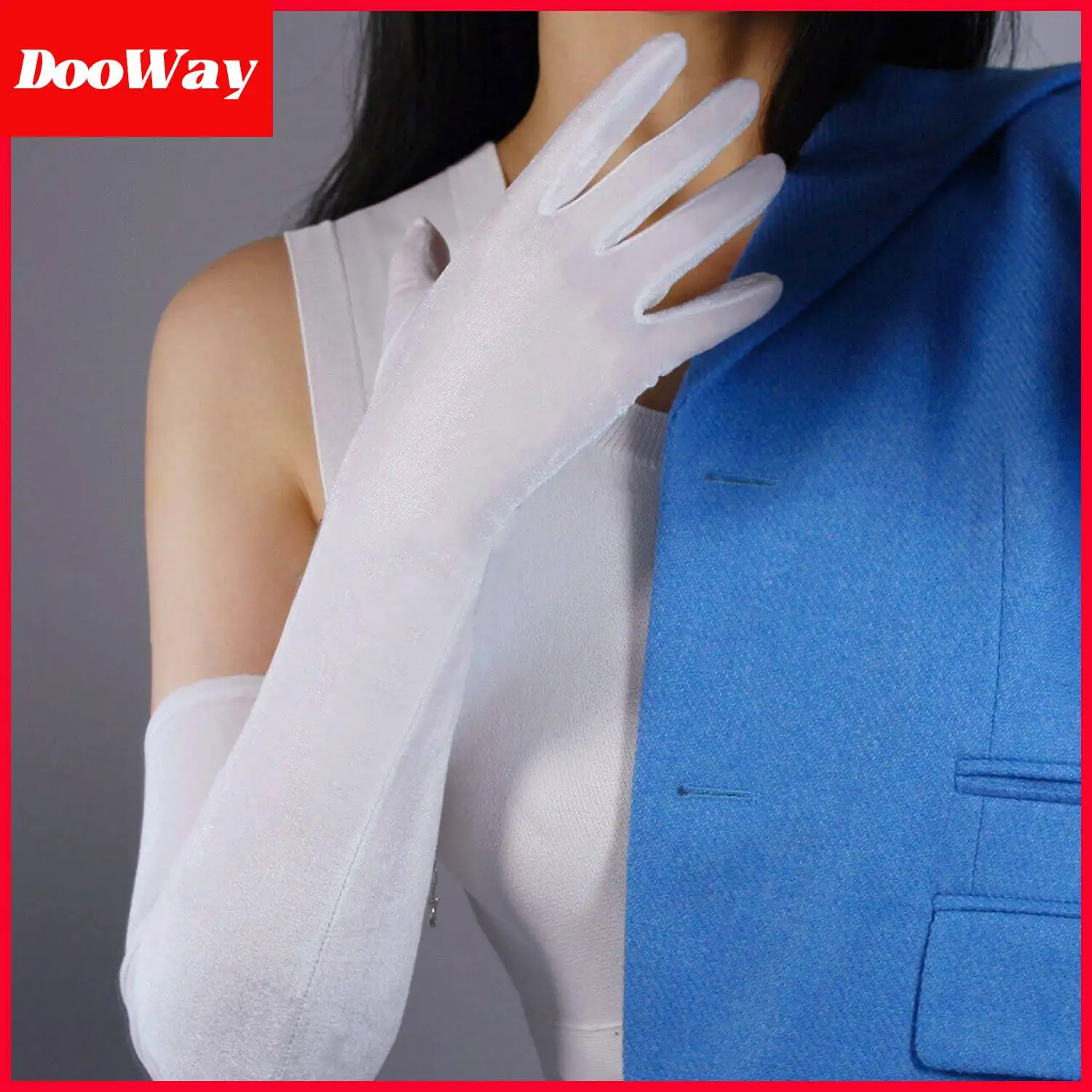 DooWay белый 23-дюймовый бархатные длинные перчатки для сенсорного экрана TECH