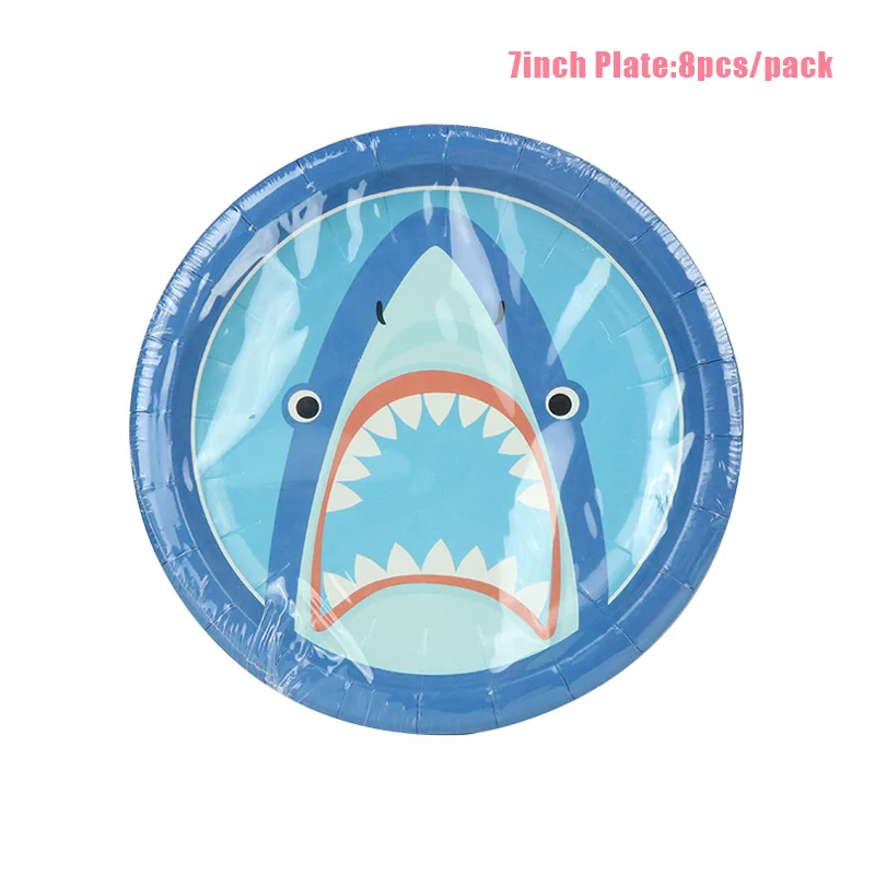 LINVIERLOVE детский душ Акула одноразовый набор посуды тема для дня рождения 7 дюймов