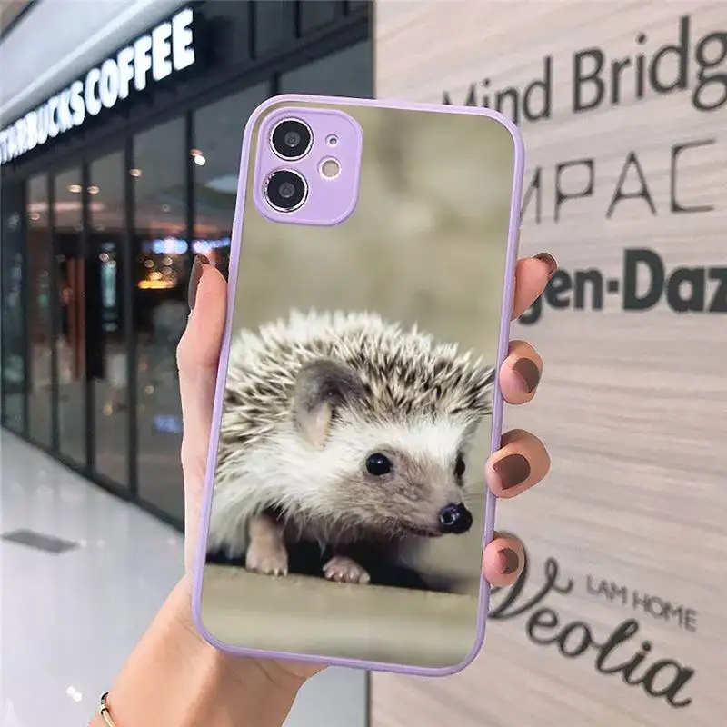 

animal lovely Cute Hedgehog Phone Case Matte Transparent for iPhone 7 8 11 12 s mini pro X XS XR MAX Plus cover funda