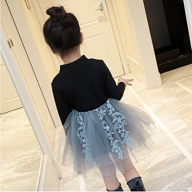 Весенне-Осенняя детская одежда с длинным рукавом для девочек школьное платье