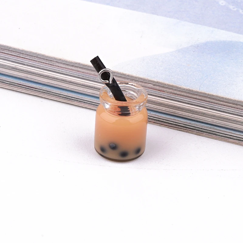 10pcs/Pack Cute Mini Pearl Milk Tea Bottle Food Charms Resin Simulation Drink Earrings Keychains Bracelet Pendants Jewelry Make - купить по