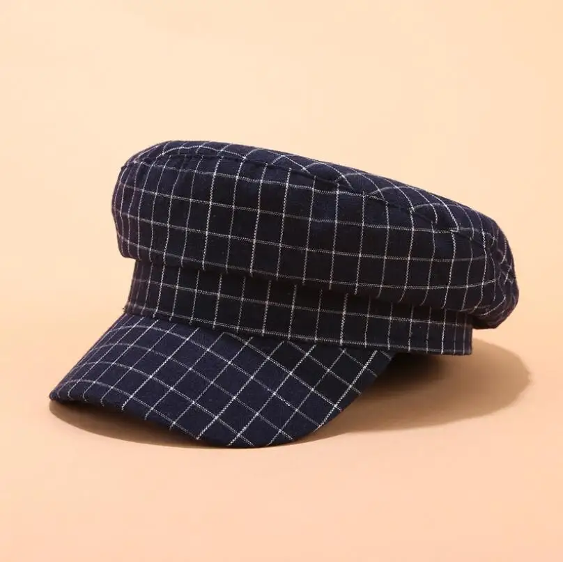 Женская восьмиугольная кепка в клетку простая Кепка британском стиле газетчика