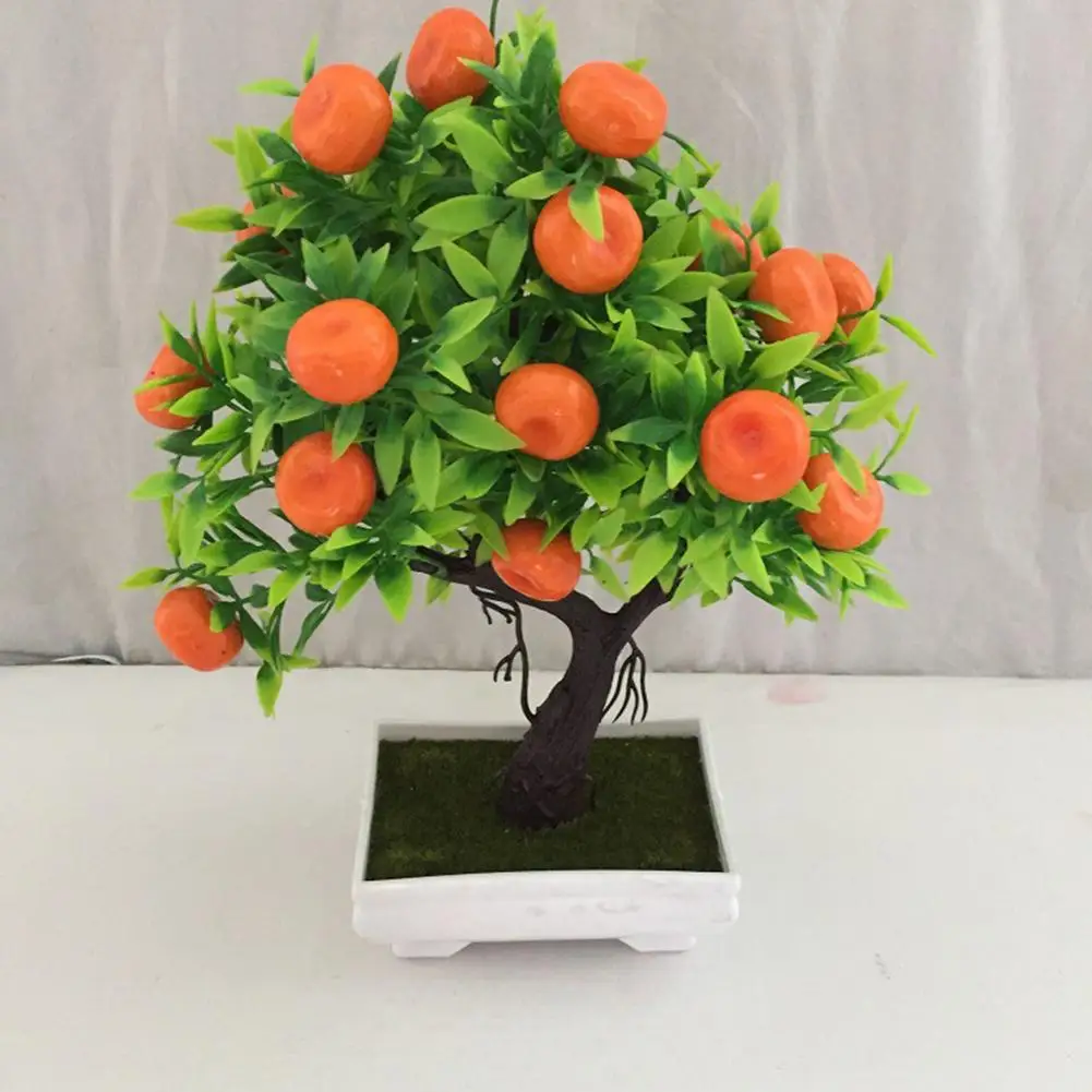 

1Pc Tree Bonsai Potted Plant Artificial Orange Landscape Party Home Garden Decor Fruit Trees For Living Room Decoration