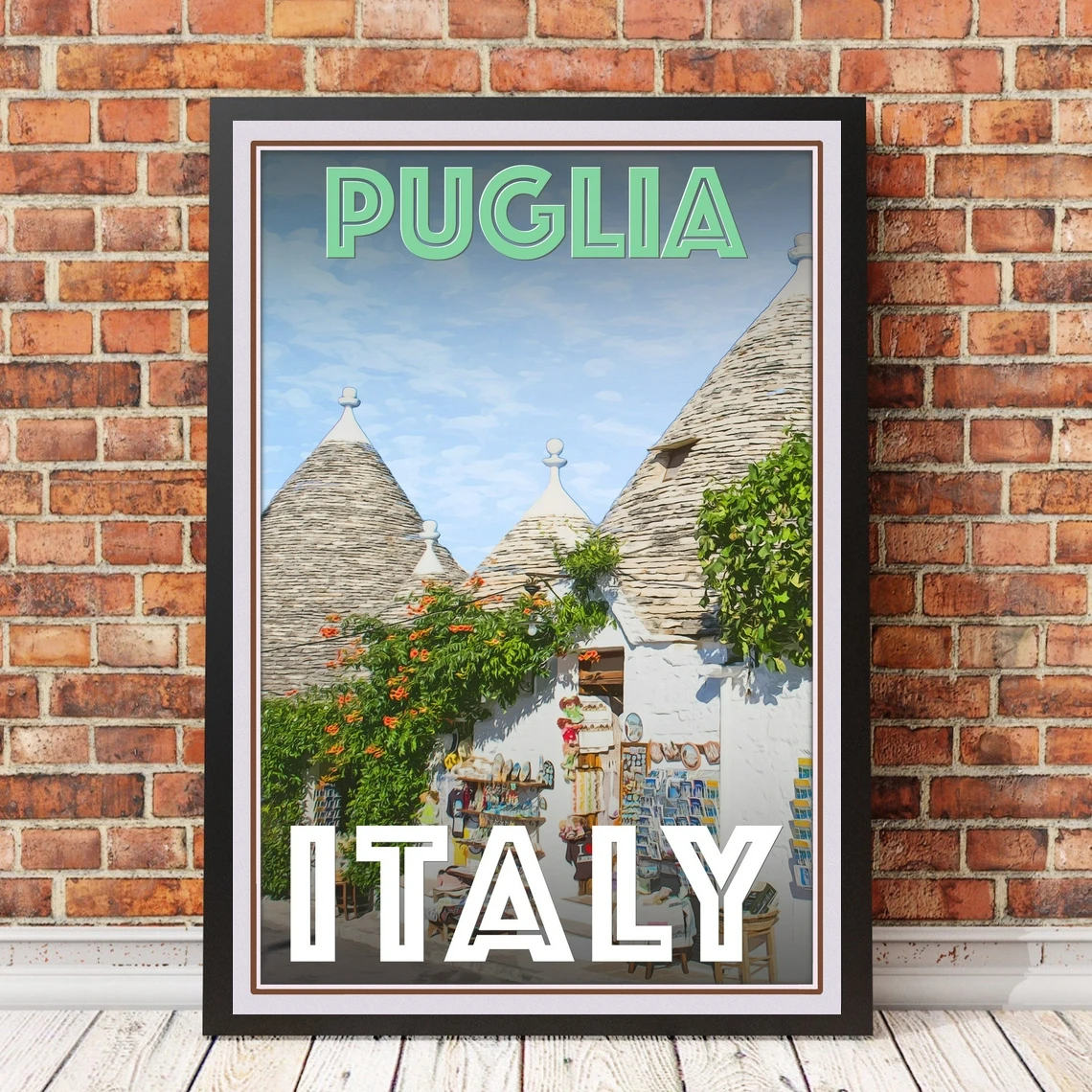 

Retro Vintage Style Travel Poster Or Canvas Picture - Puglia Italy Home Decoration Painting (No Frame)