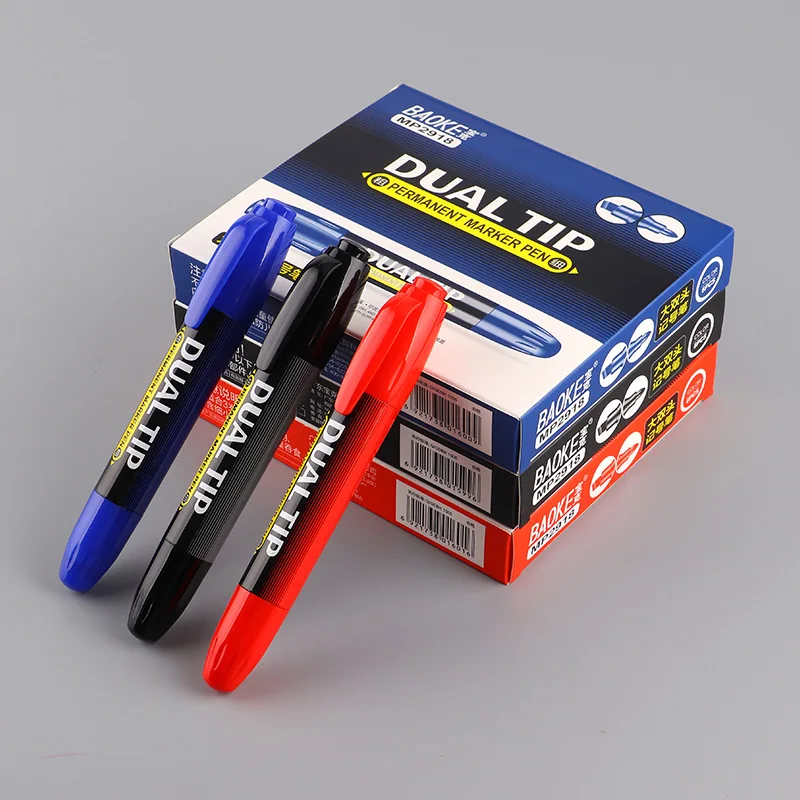 

6 Pcs/Set Large Capacity Oil Markers Multifunction Marker Pens Red Blue Black Three Colors Double-ended Marker School Stationery
