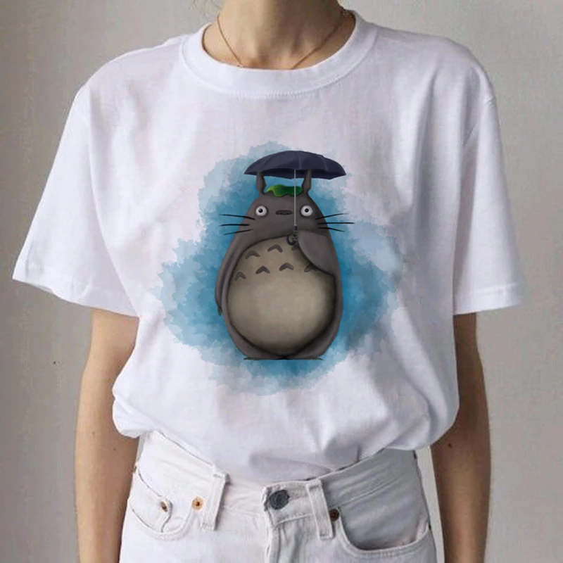 Totoro Studio Ghibli Kawaii Harajuku футболки для женщин Miyazaki Hayao забавная футболка с героями мультфильмов Мода 90s милая футболка Футболки женские - Цвет: 9135