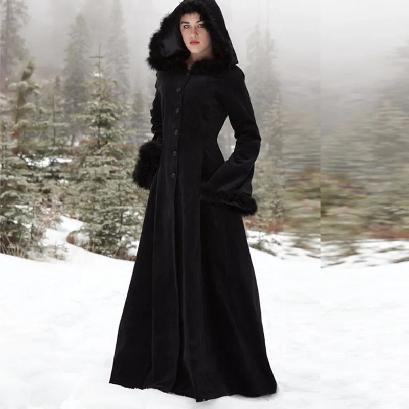 

Women Trench 2021 Retro Fur Collar Hooded Single-breasted Solid Color Slim Trench Coat Women Fashion Windbreaker Women