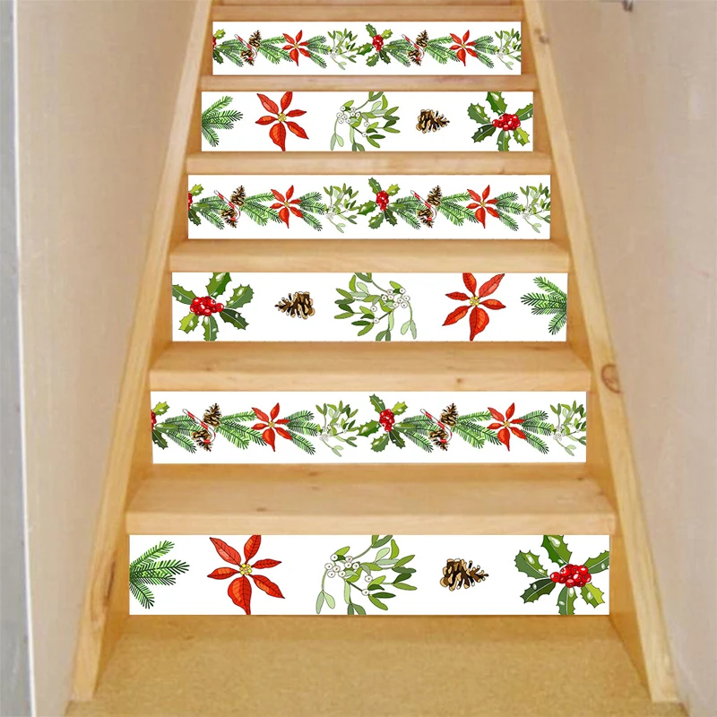 Скандинавский Веселый Рождественский Декор лестницы-наклейка s свежая сосновая