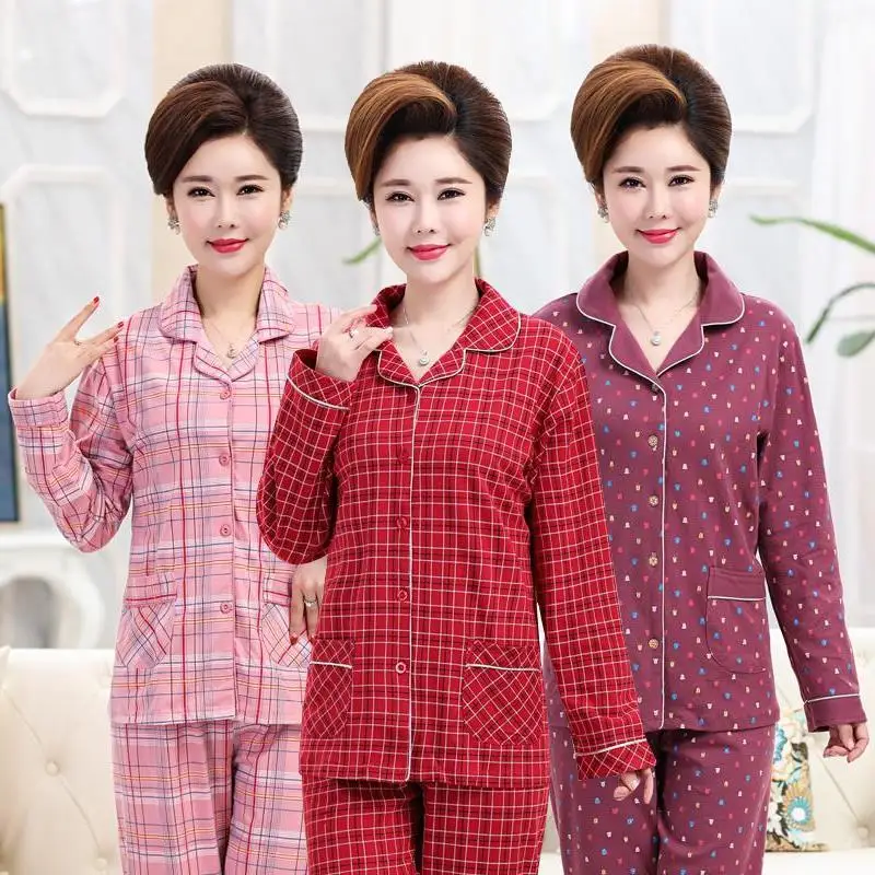 

100% Cotton Spring Women Pajamas Set long sleeve casual sleepwear suit Ladies pyjamas Women Turn-down Collar Female Homewear