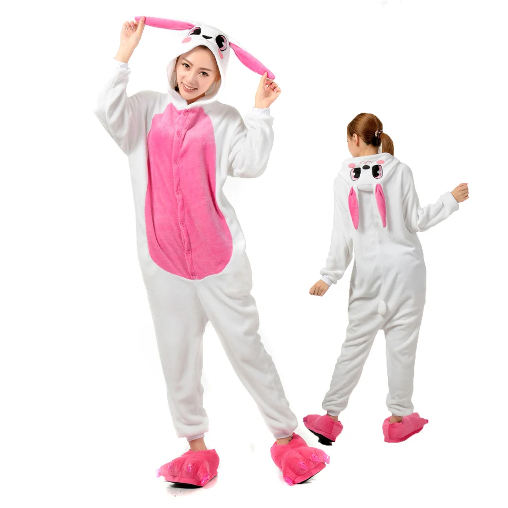 

Rabbit Onesie Adults Unisex Animal Kigurumis Costumes Women Men Flannel Jumpsuit Halloween Party Suit Cosplay Pajamas Onesieshow
