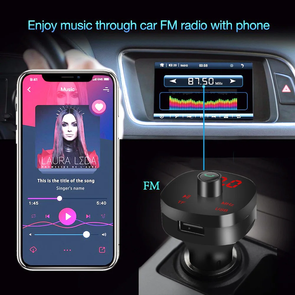 4 1 а USB AUX FM передатчик для быстрой зарядки телефона|FM-трансмиттеры| |