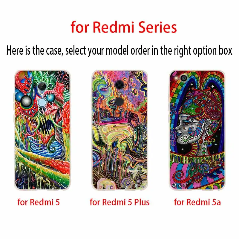 Силиконовый чехол для Xiaomi Redmi 10 9 8 7 6 5 4 A 9at Prime 4x Y3 с психоделическим рисунком |