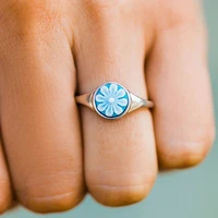 coconal fashion blue dripping oil flower ring for women wedding jewelry light bohemian simple blue charming woman aesthetic ring