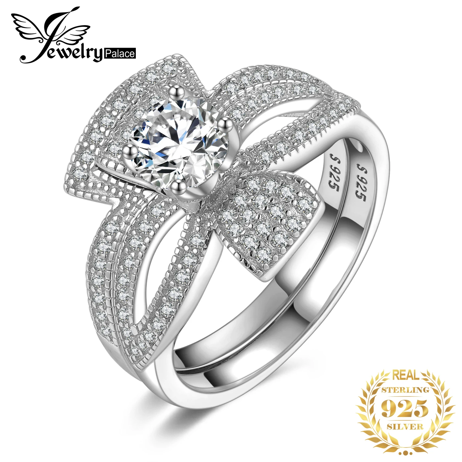JewelryPalace круглый 1ct кубического циркония Флора с бантом из ленты Разделение