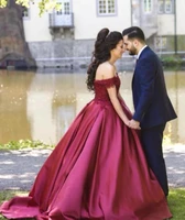 princess long quinceanera dresses burgundy satin ball gown sexy off the shoulder corset dress sweet 16 year