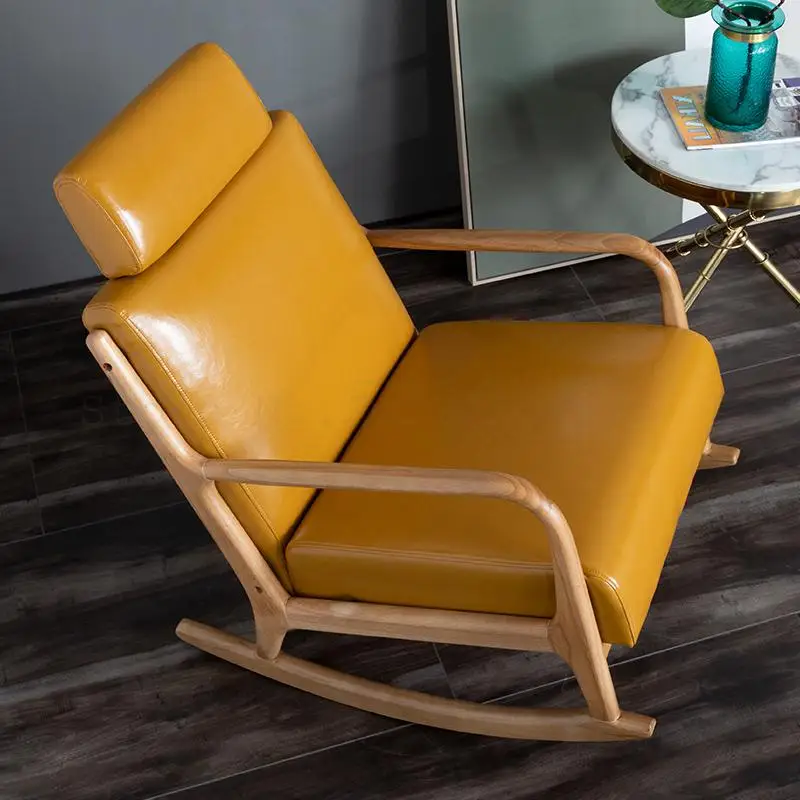 Твердый деревянный одноместный диван кресло современное кожаное кресло-качалка