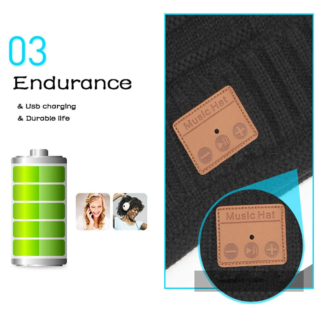 Шапка-бини с Bluetooth музыкальная вязаная шапка наушники громкой связью