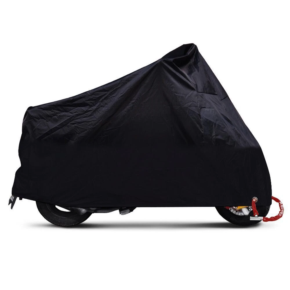

Lightweight Motorbike Protector UV 50+ 190T Polyester Cloth Anti-Thief Lock Hole Outdoor Motorcycle Cover Waterproof Black