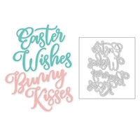 2020 hot new english letter word easter wishes kisses bunny metal cutting dies foil and scrapbooking for card making no stamps