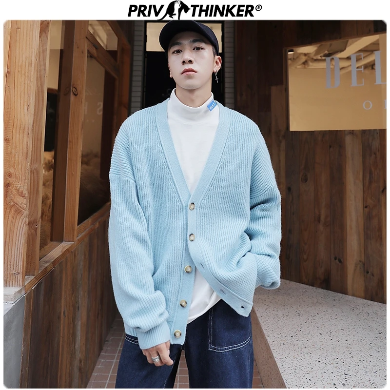 Privathinker 2020 мужские однотонные свободные вязаные свитера свободный свитер