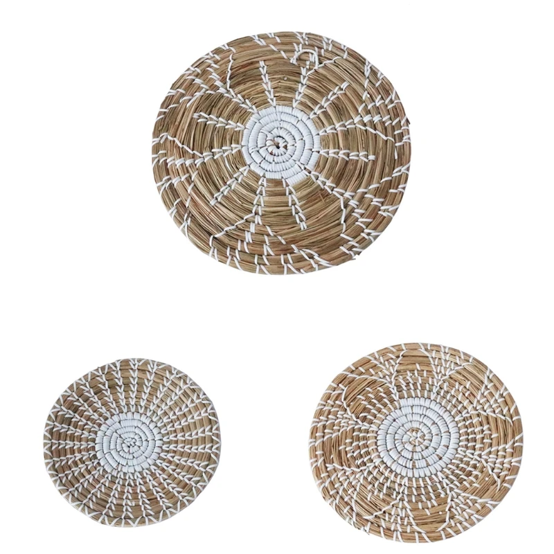 

3 шт., декоративные плетеные плоские корзины в стиле «Бохо»