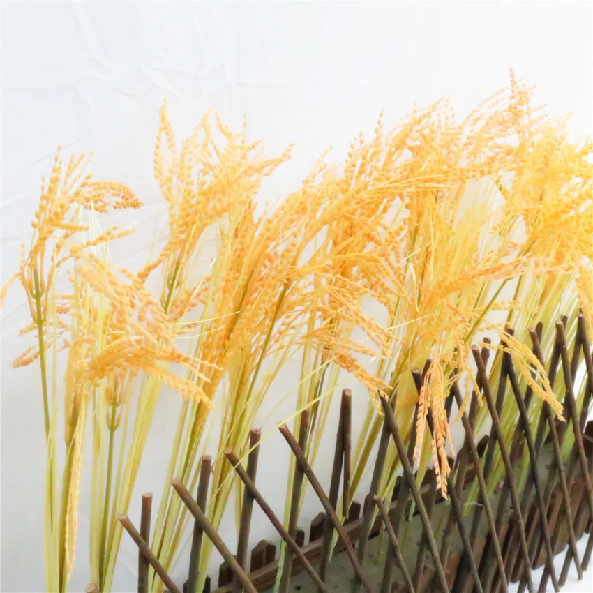 

Artificial yellow paddy rice plastic plant home shop decoration photo props