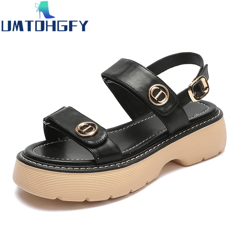 

Trends Sandals Summer New Flat British Wind Velcro Embroidery Thick-soled Casual Casual Roman Fragrance Designer Shoes Star